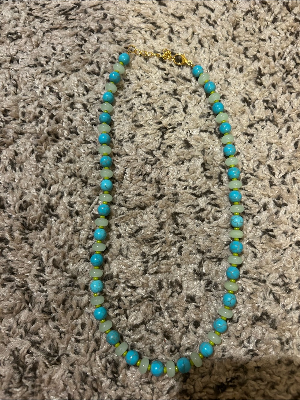 Turquoise and Light Green Beaded Necklace - Women's Jewelry